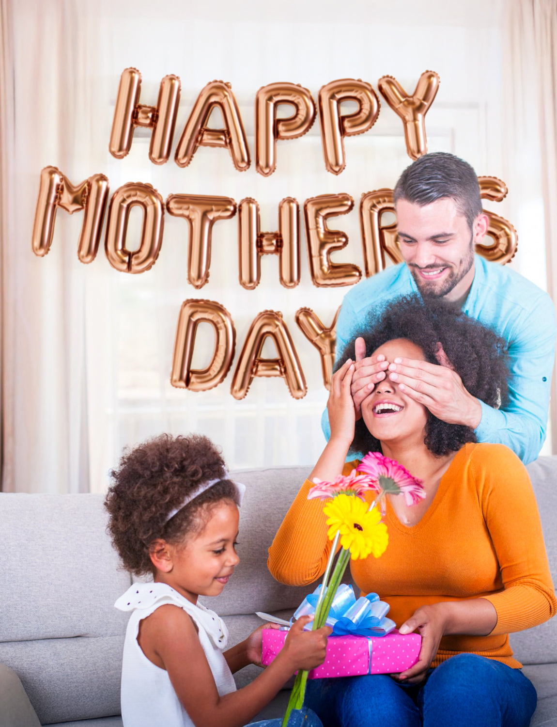 Happy Mothers Day Balloons Banner, Rose Gold Mothers Day Foil Balloons, 16 Inch Happy Mother's Day Letter Balloon with Star, Mylar Balloon for Mother's Party Supplies, Gifts for Mom