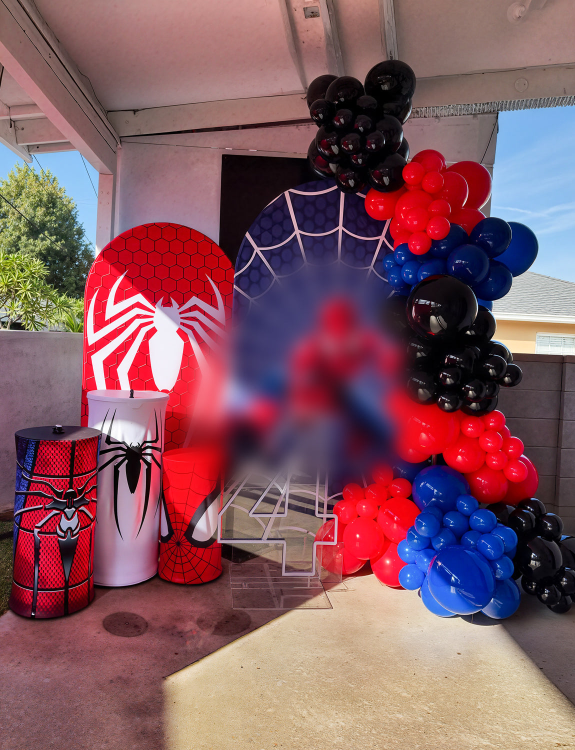 Black Red and Blue Balloons Arch Garland Kit, 106pcs Spider Theme Balloon Arch Kit with Starburst Foil Balloons, Hero-Themed Party Decorations and Birthday Backdrop for Boys