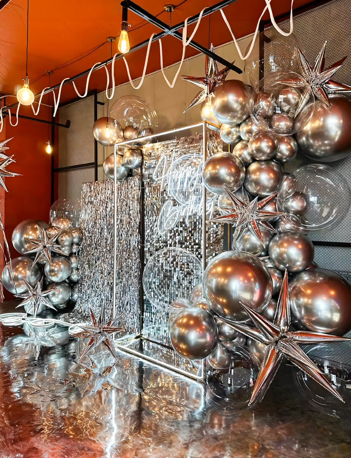 Haolongfa Silver Foil Balloons-22 Inch,4D Round Silver Mylar Balloons, Explosion Star Balloons, Metallic Silver Balloons for Birthday Party, Christmas Party Decor, Happy New Year Decor 6 Pcs