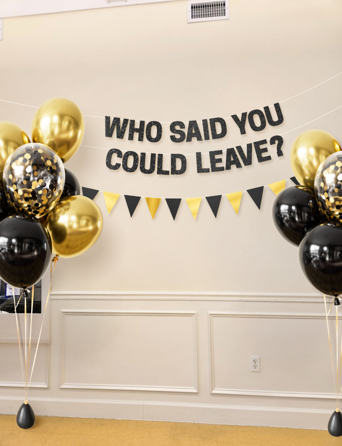 Farewell Party Decorations - Who Said You Could Leave Banner, Black and Gold Balloons, Funny Going Away Retirement Party Decorations for Men Women, Coworker Goodbye Party Supplies