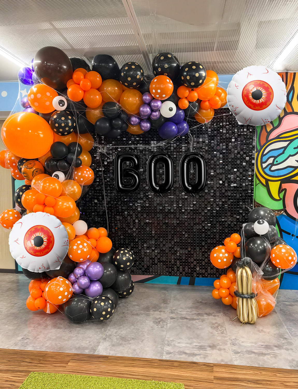 Halloween Balloon Garland Arch Kit, 138PCS Purple Orange and Black Balloons with BOO Foil Balloons, Spider Web, Eyeball Balloons for Birthday, Halloween Party Decorations Indoor Outdoor
