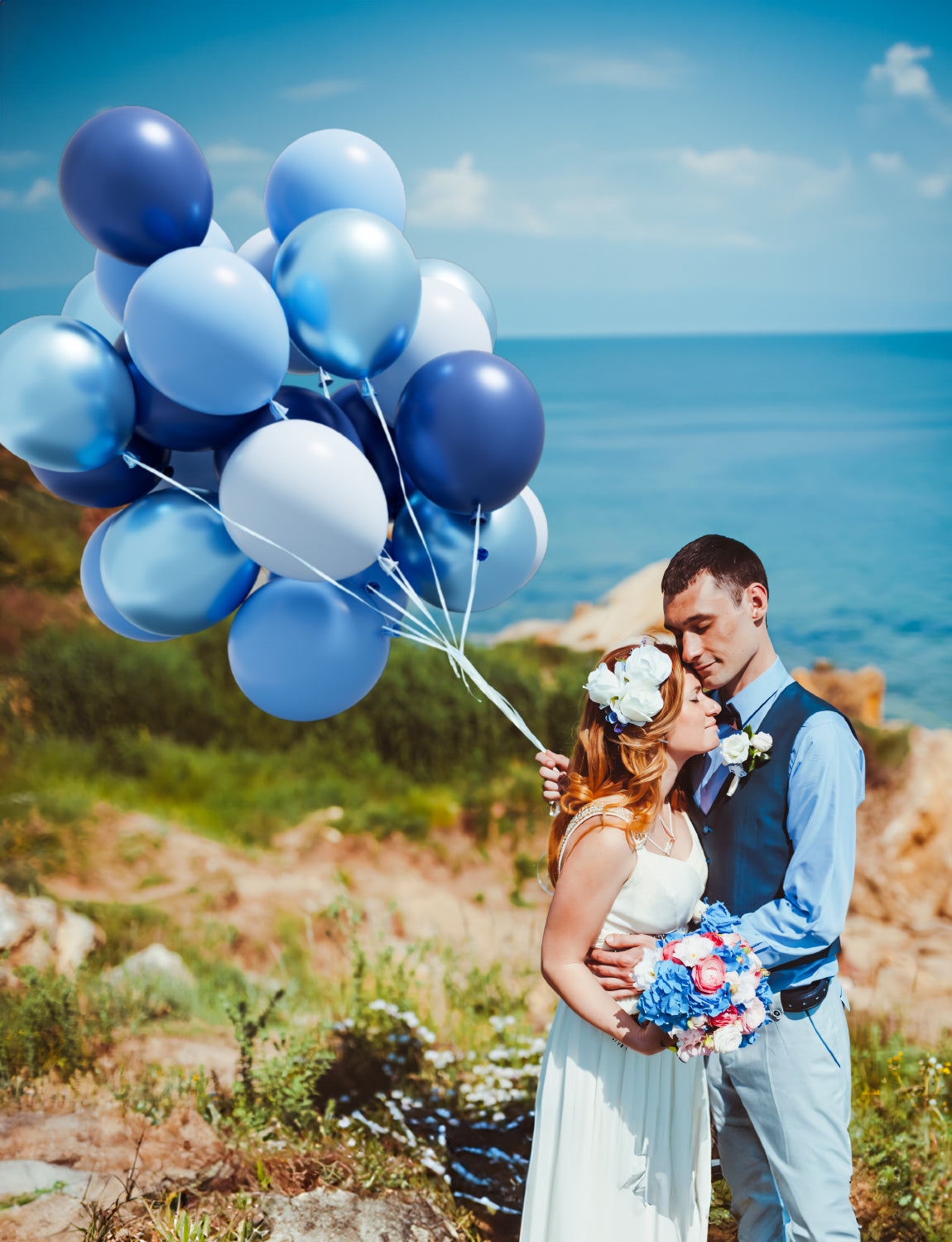 Haolongfa Blue Latex Balloons,12 Inch 60pcs Metallic Blue Balloons Macaron Baby Blue Balloons Light Blue Balloons Navy Blue Balloons for Bridal,Birthday,Baby Shower,Wedding,Celebration,Party Decor