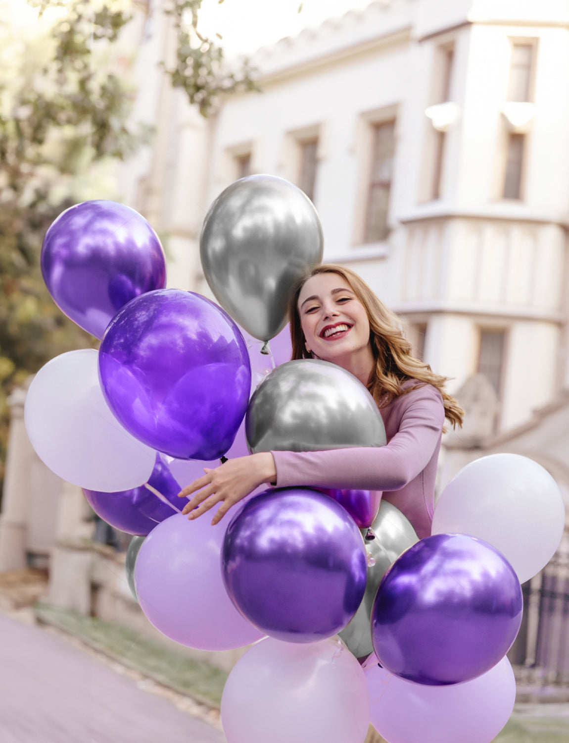 Haolongfa Pastel Purple Balloons, 12 Inch 60pcs Purple and Silver Balloons with Silver Confetti Balloons, Lavender Balloons for Mother's Day Birthday Baby Shower Graduation Wedding Party Decorations