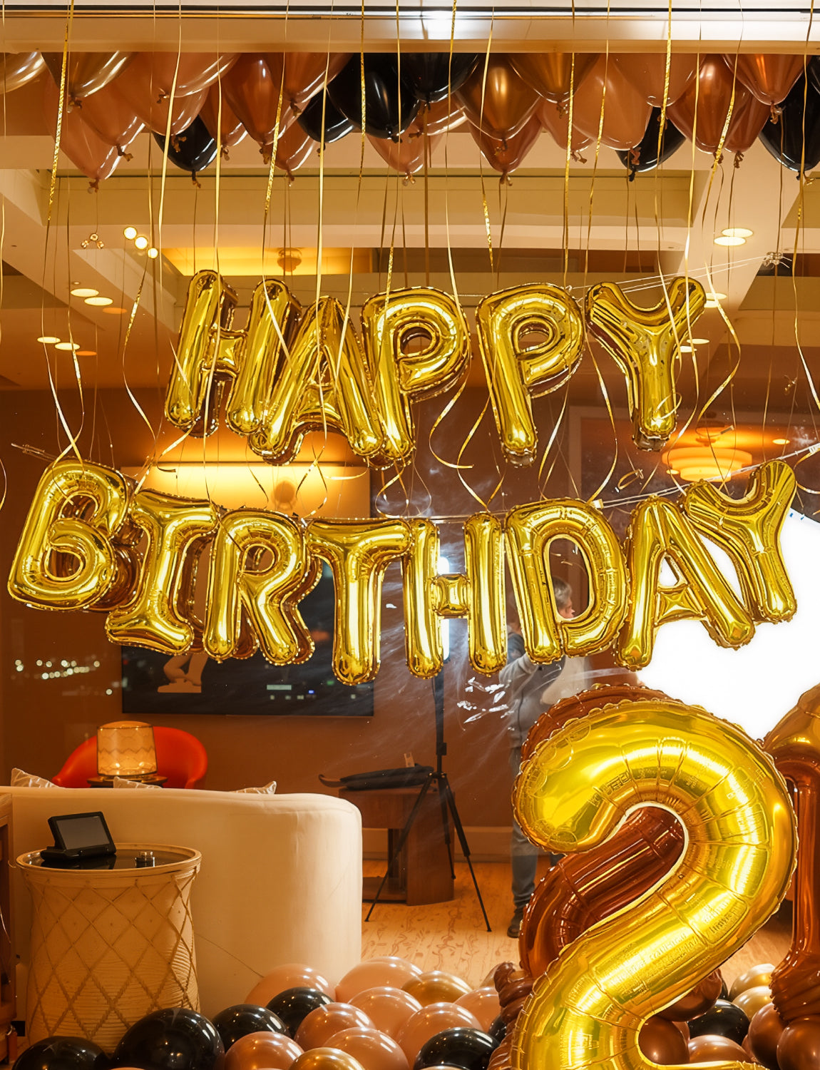 Haolongfa Happy Birthday Balloon Banner, 16 Inch Gold Happy Birthday Foil Balloons, Gold Hbd Balloons Letter Mylar Balloon, Birthday Sign Party Decorations for Women Men Boys Girls