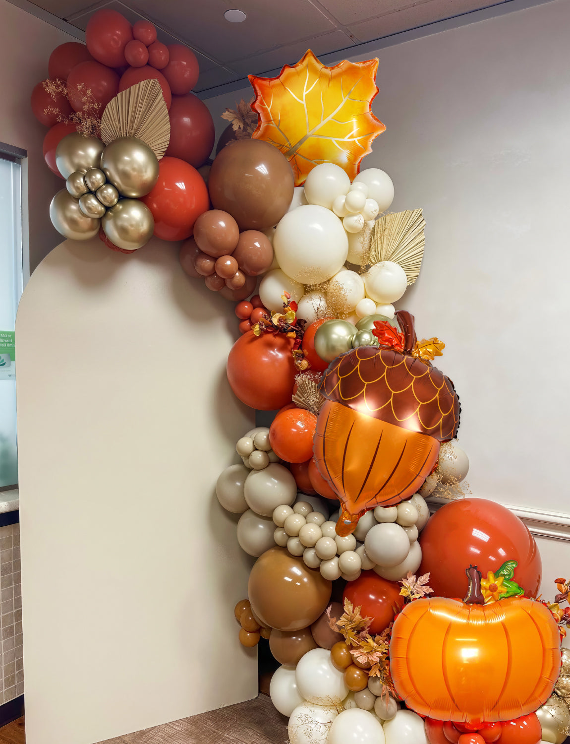 Fall Thanksgiving Balloons Garland Arch Kit, 146Pcs Sand Coffee Burnt Orange and Gold Balloons with Foil Pumpkin Balloon for Little Pumpkin Baby Shower, Harvest, Birthday, Fall Thanksgiving Decor