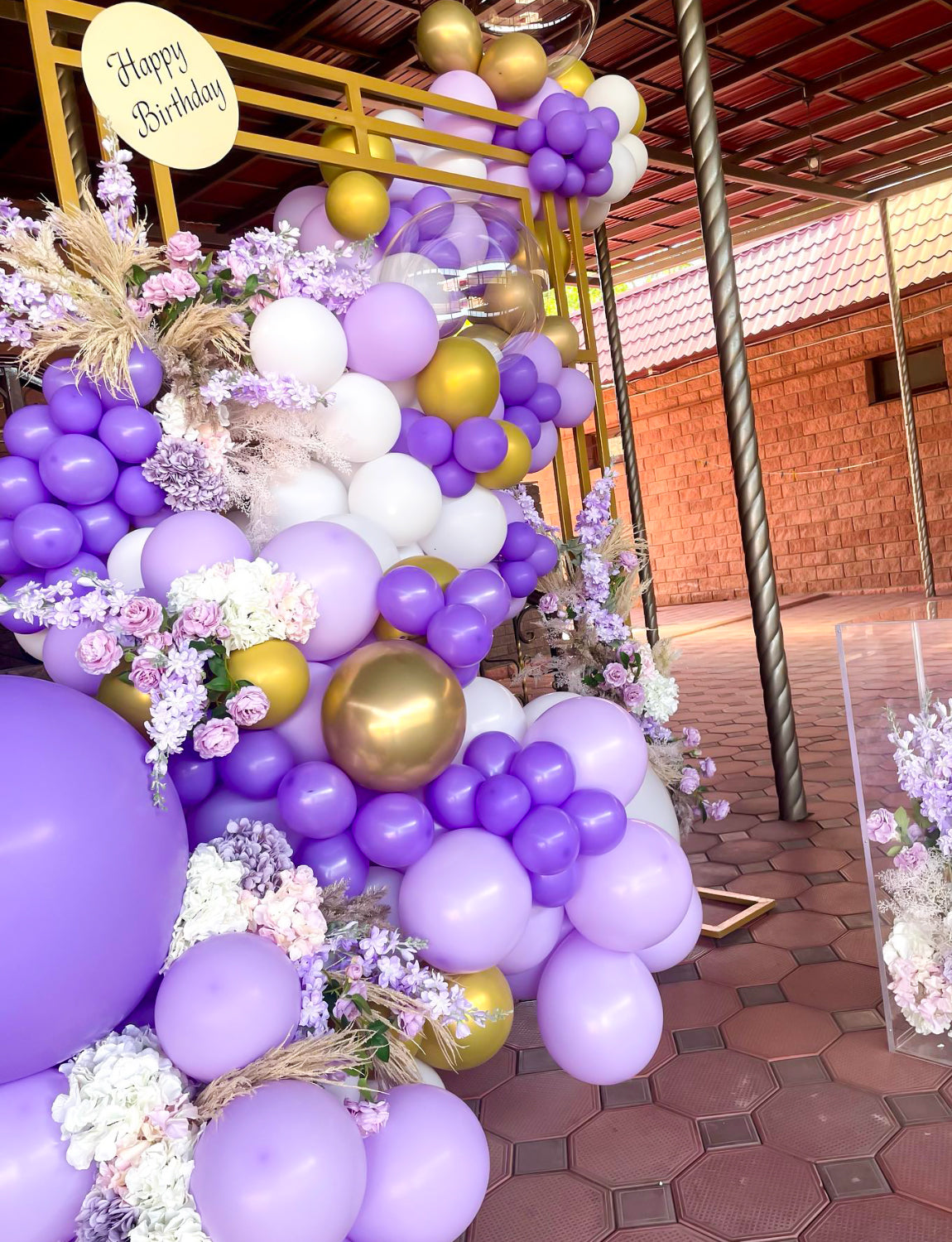 Haolongfa Purple Balloon Arch Kit, 132pcs Purple and Gold Balloons Different Sizes 18/12/10/5 Inch, Pastel Purple Balloons for Mother's Day Graduation Birthday Baby Shower Wedding Party Decorations