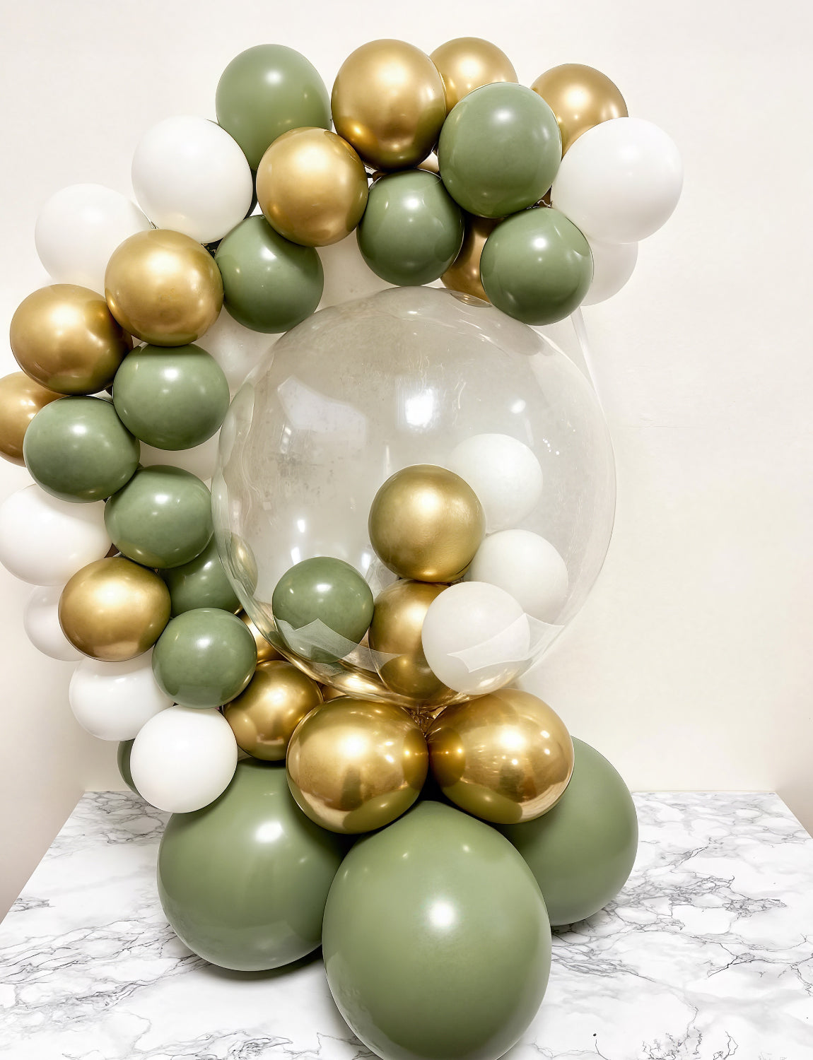 Sage Green and Gold Balloons, 24pcs 12 Inch Sage Green White Metallic Gold Confetti Latex Balloons for Baby Shower Birthday Wedding Bridal Shower Engagement Party Decorations