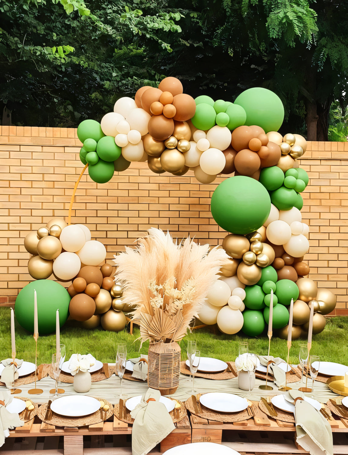 Haolongfa Green and Brown Balloons,12 Inch 60Pcs Sage Green Brown Balloons with Gold,Cream,Nude Balloons,Olive Green Jungle Safari Woodland Forest Balloons For Birthday Baby Shower Party Decorations