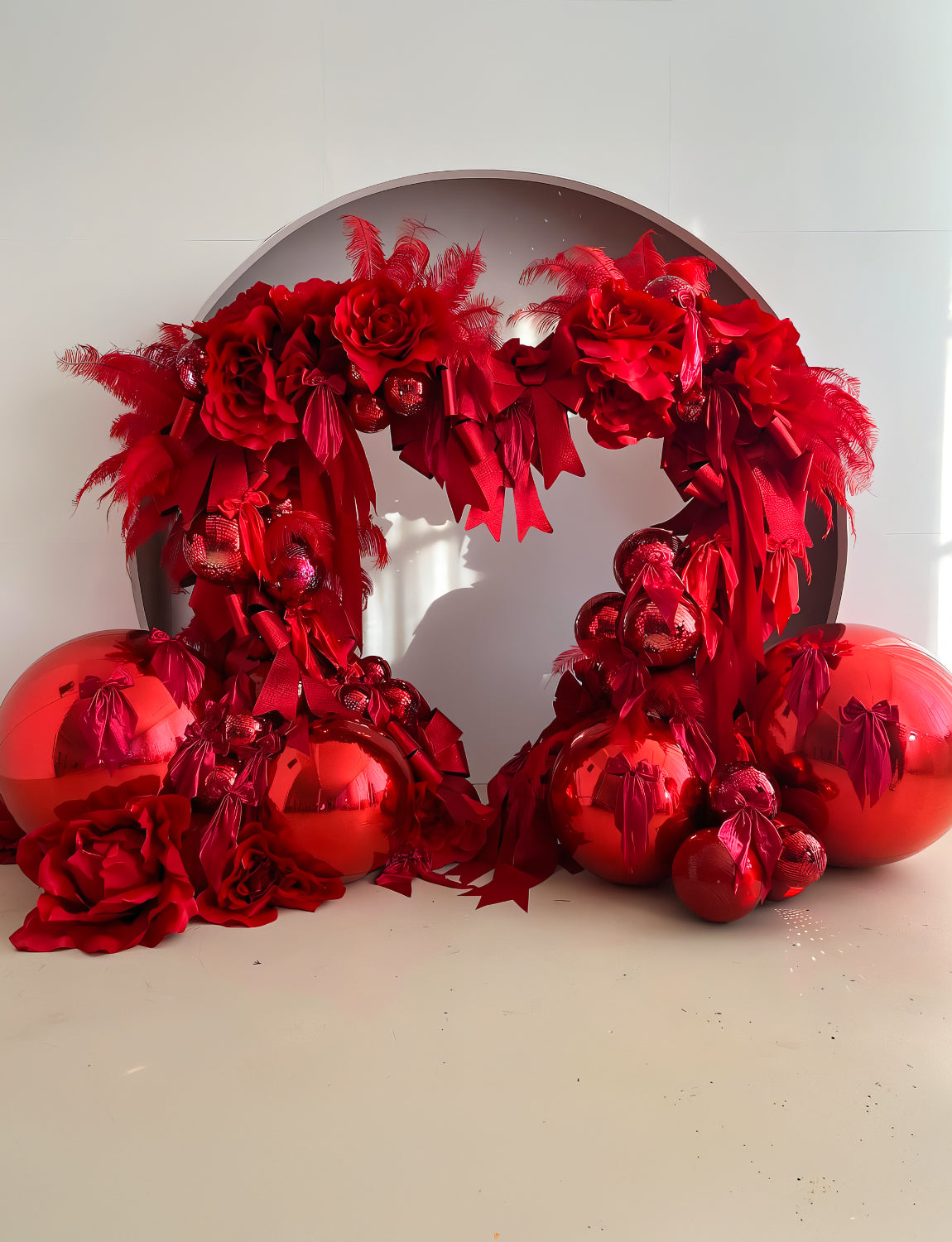 Haolongfa 14PCS Red Foil Balloons Set - 22/18/10 Inch 4D Round Metallic Red Mylar Balloons for Birthdays, Weddings, Valentines, Graduation Party Decorations