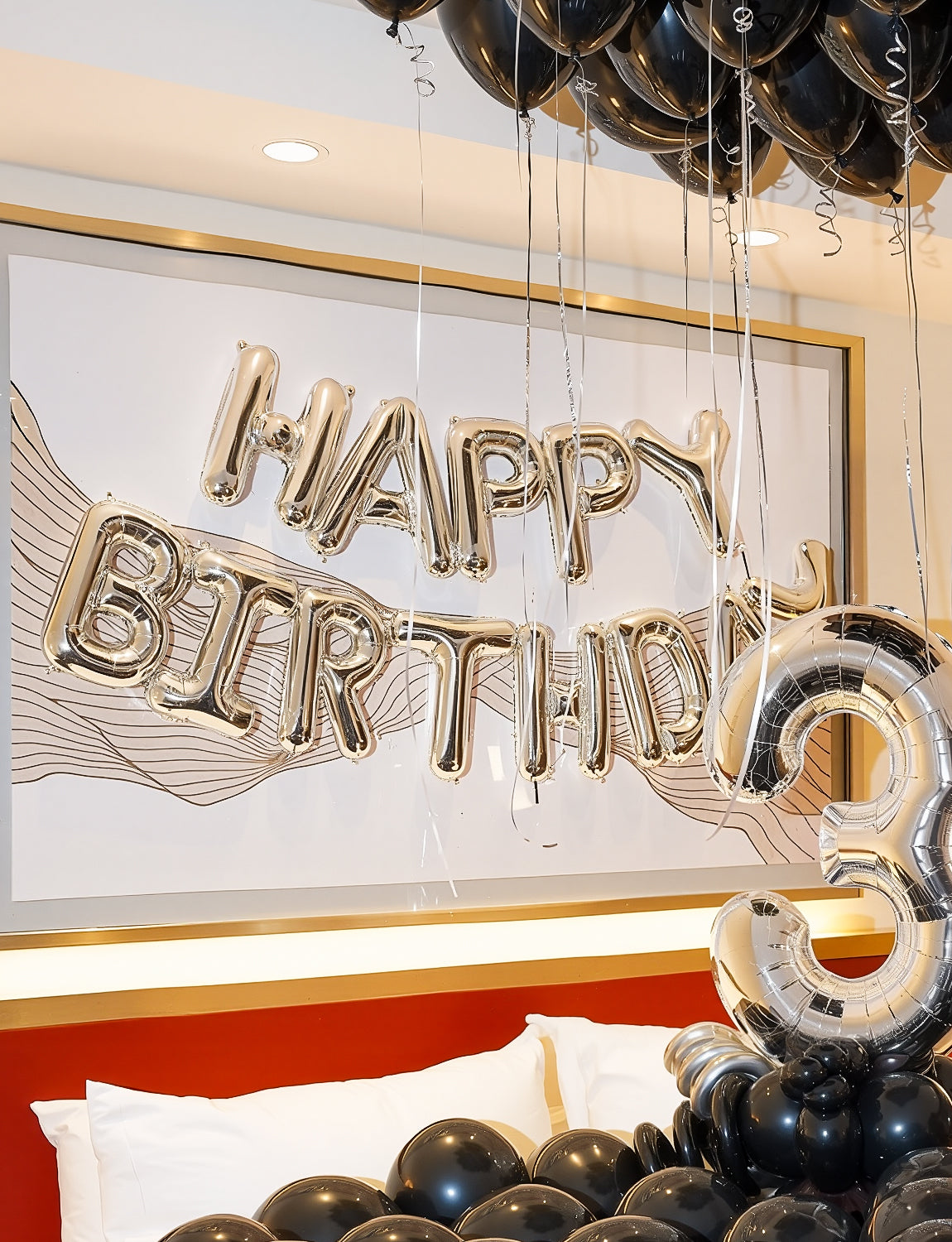 Haolongfa Happy Birthday Balloon Banner, 16 Inch Sliver Happy Birthday Foil Balloons, Sliver Hbd Balloons Letter Mylar Balloon, Birthday Sign Party Decorations for Women Men Boys Girls