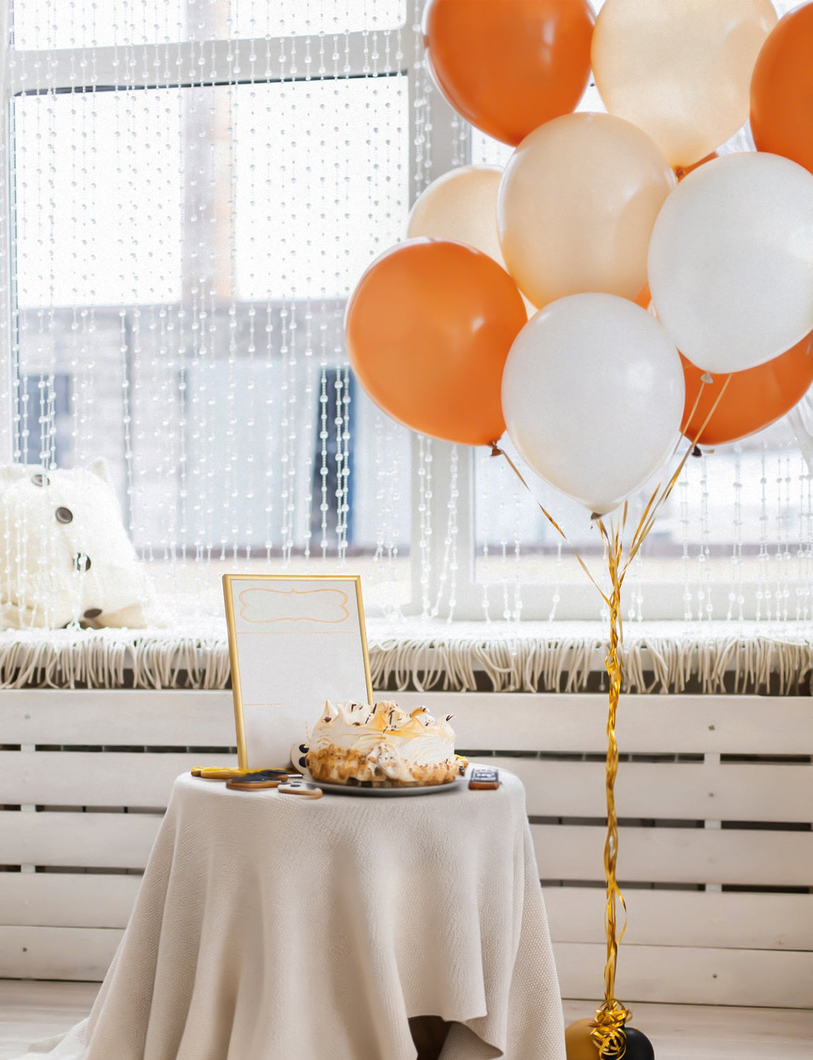 Orange and White Balloons, 12 Inch Fall Balloons for Birthday Decor | 50 PCS Orange and White Thanksgiving Balloons for Fall Theme Celebration, Baby Shower, Thanksgiving, Harvest Party Decoration