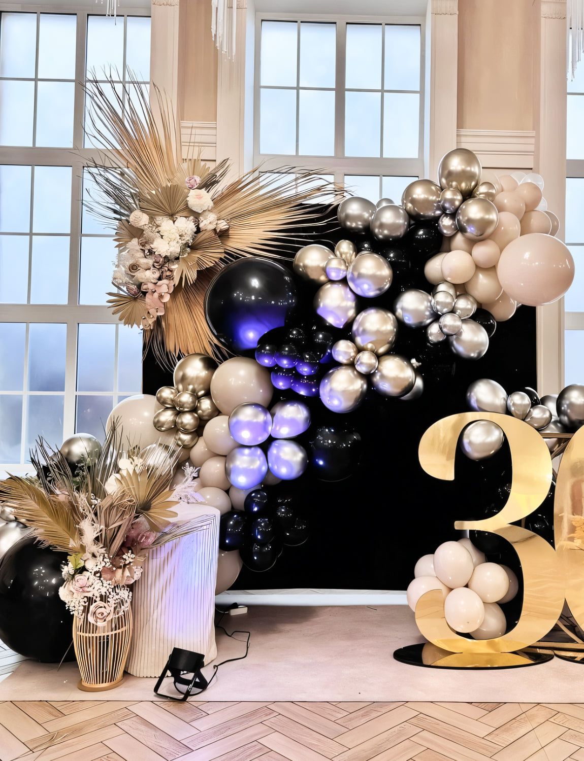 Haolongfa Black and Silver Balloons Garland Arch Kit,135pcs 18/12/10/5 Inch Black White Silver Confetti Latex Balloons for Graduation Birthday father's day balloons Anniversary Wedding Party