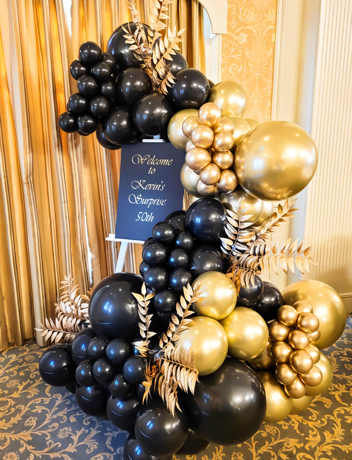 Haolongfa Black and Gold Balloons Garland Arch Kit,129pcs 18/12/10/5 Inch Black Gold Confetti Latex Balloons for Graduation Birthday father's day balloons Anniversary Wedding Party