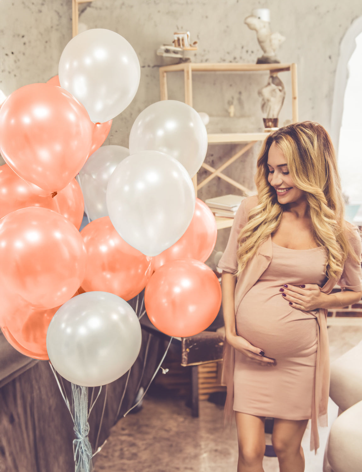 Rose Gold Balloon Garland Arch Kit,134pcs Rose Gold White Latex Balloons 18/12/10/5 Inch,Rose Gold Confetti Balloons for for Birthday Woman Girls Bachelorette Baby Shower Wedding