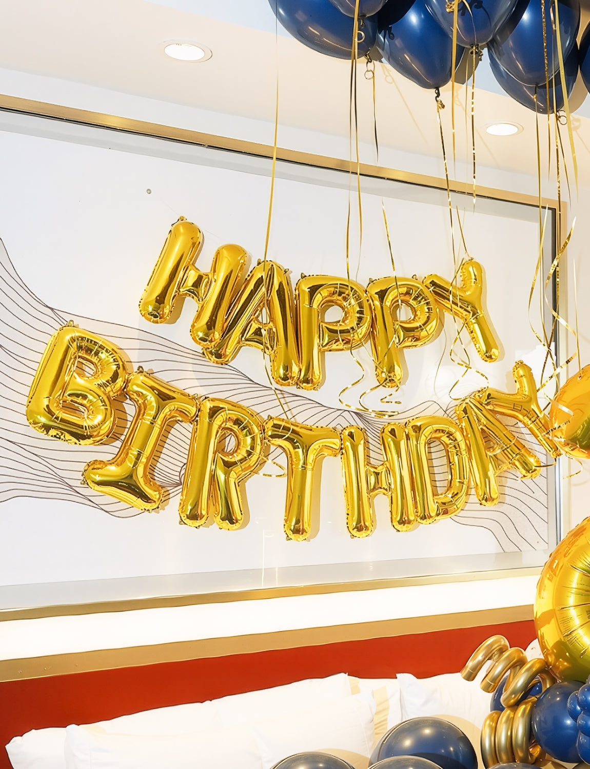 Haolongfa Happy Birthday Balloon Banner, 16 Inch Gold Happy Birthday Foil Balloons, Gold Hbd Balloons Letter Mylar Balloon, Birthday Sign Party Decorations for Women Men Boys Girls