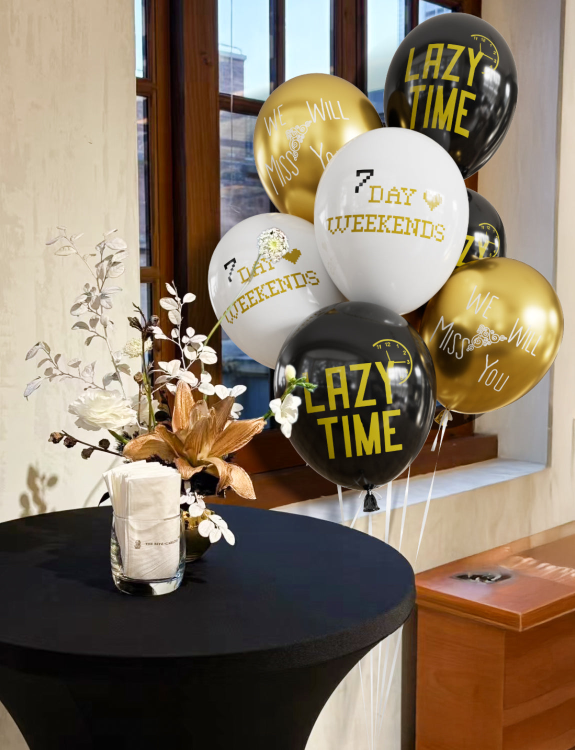 Haolongfa Happy Retirement Balloons - 12Inch Black Gold White Balloons, Funny Retirement Party Decorations for Men and Women, Farewell, Resignation Party, Coworker Goodbye, Family Send-Off