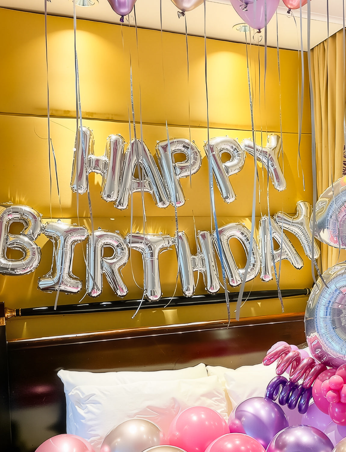 Haolongfa Happy Birthday Balloon Banner, 16 Inch Sliver Happy Birthday Foil Balloons, Sliver Hbd Balloons Letter Mylar Balloon, Birthday Sign Party Decorations for Women Men Boys Girls