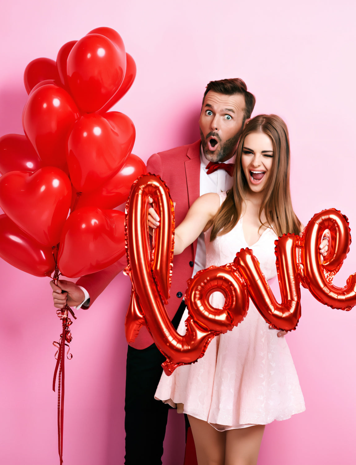 Haolongfa Valentine Day Balloons Kit, I Love You Balloons and Love-Bear Red Heart Balloons with 1000 Pcs Red Silk Rose Petals, Love Balloons for Valentines Day Room Decorations Anniversary Proposal