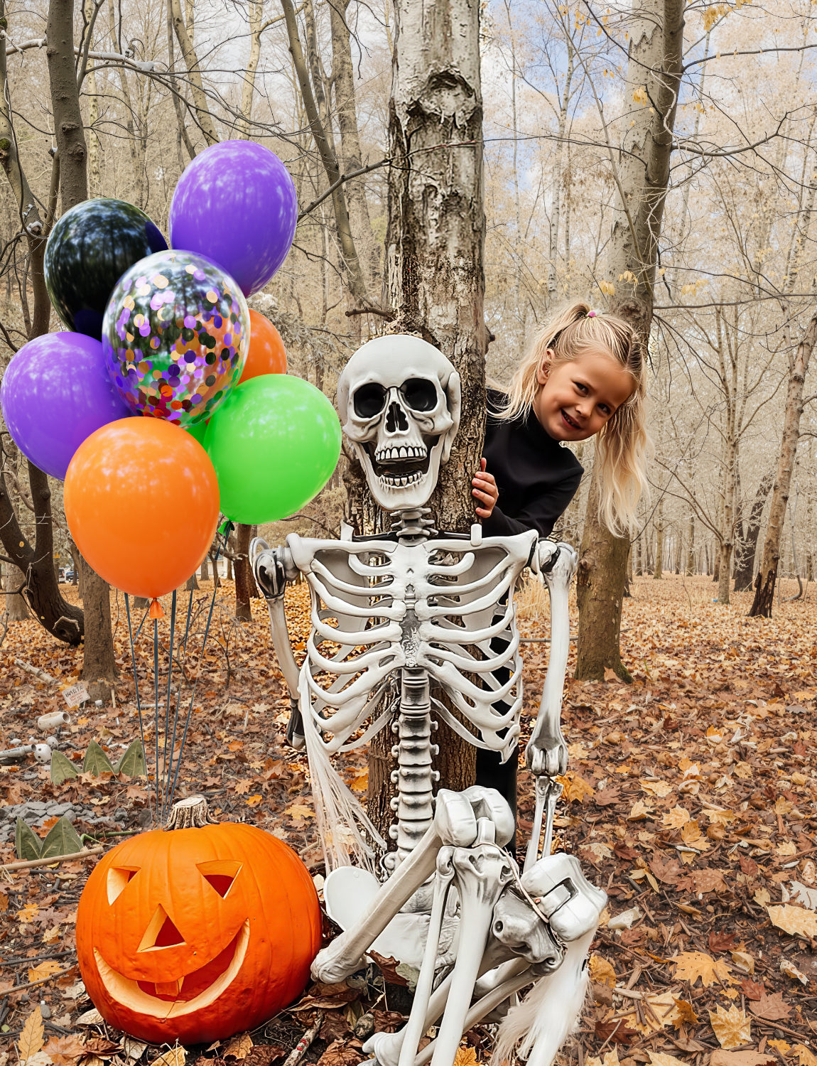 Halloween Balloons, 50 Pcs 12 Inch Black Orange Green Purple Confetti Latex Balloons, for Kids Birthday, Haunted House, Spooky Theme, Halloween Party Decorations