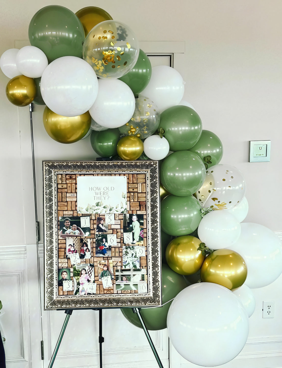 Sage Green and Gold Balloons, 24pcs 12 Inch Sage Green White Metallic Gold Confetti Latex Balloons for Baby Shower Birthday Wedding Bridal Shower Engagement Party Decorations