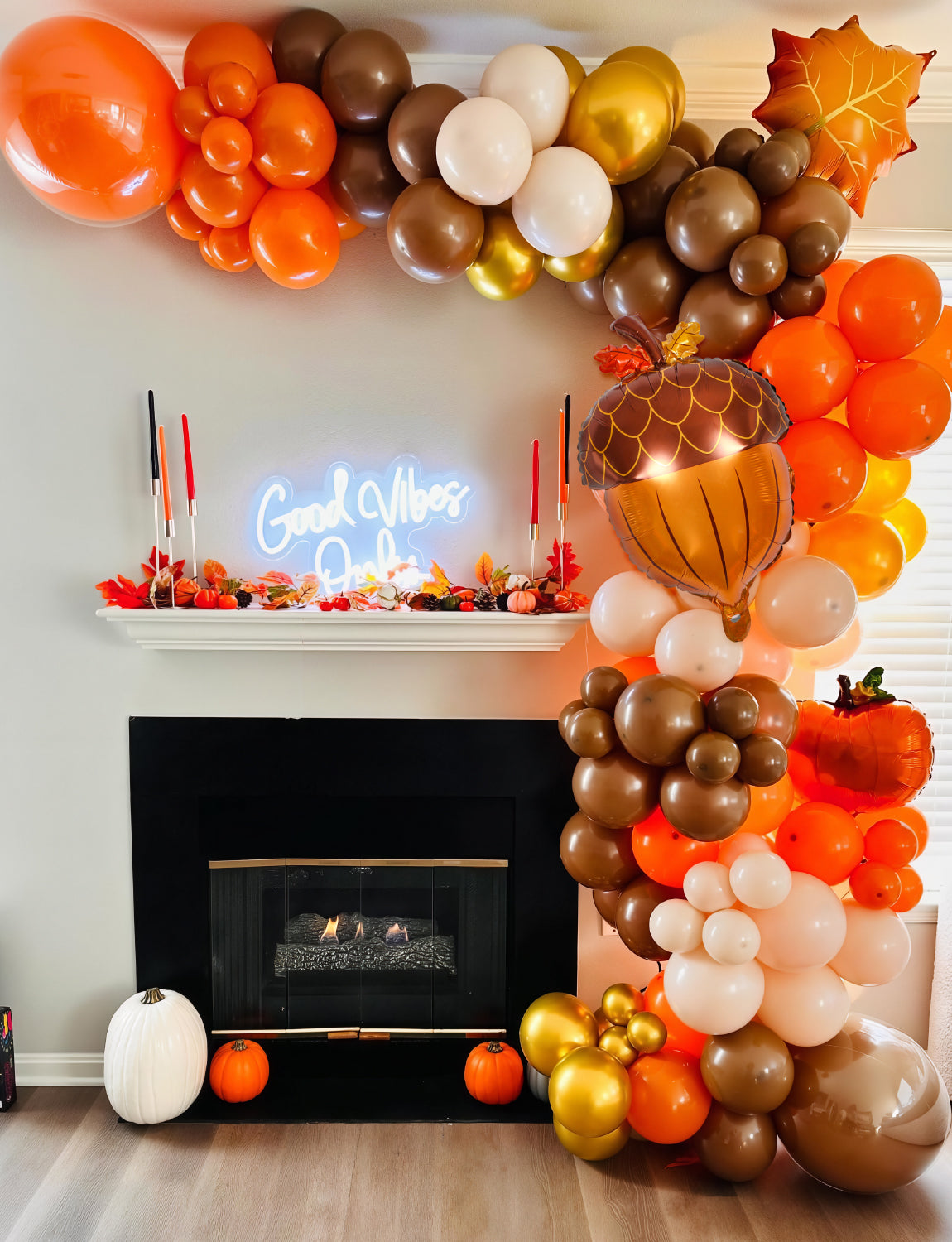 Fall Thanksgiving Balloons Garland Arch Kit, 146Pcs Sand Coffee Burnt Orange and Gold Balloons with Foil Pumpkin Balloon for Little Pumpkin Baby Shower, Harvest, Birthday, Fall Thanksgiving Decor
