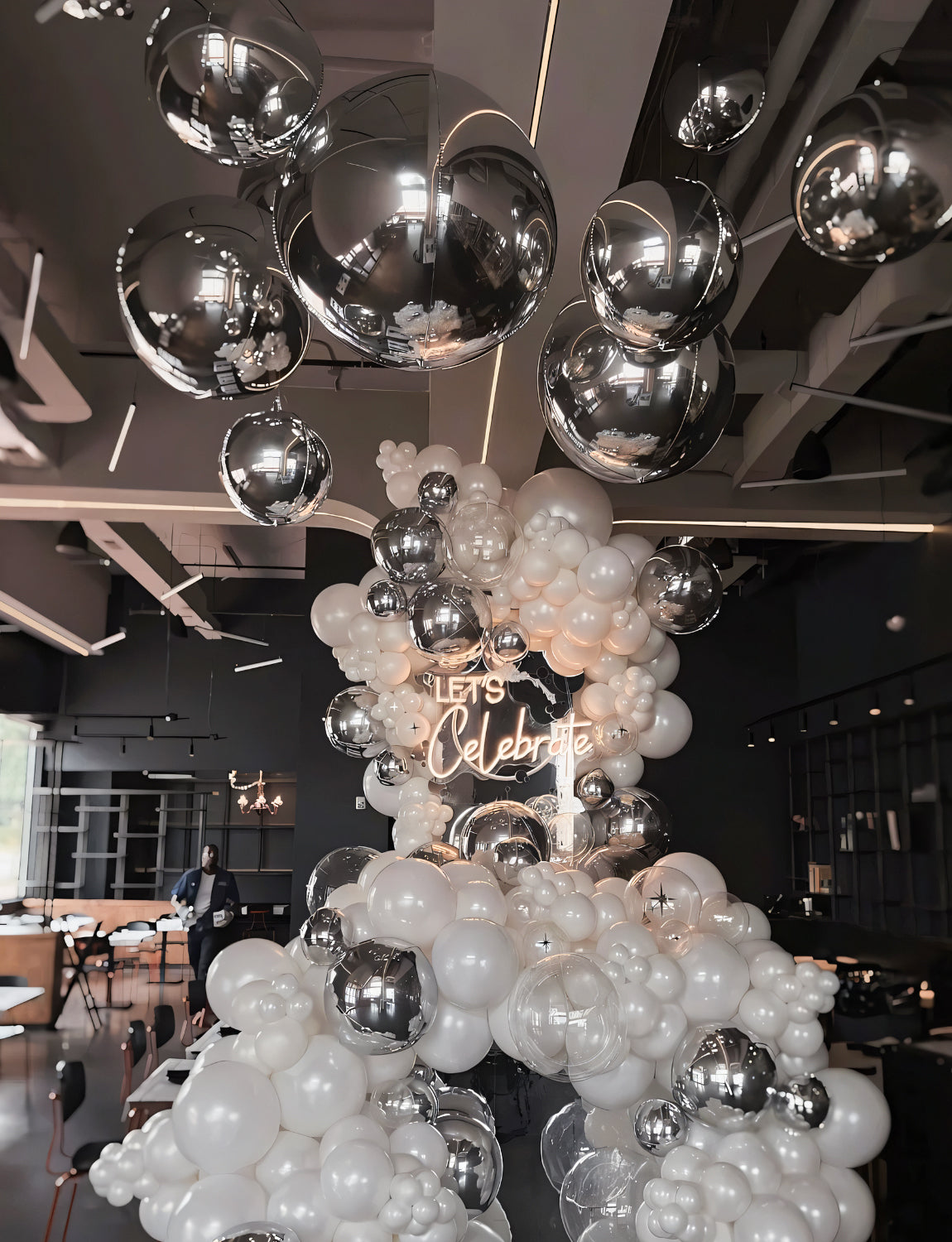 Haolongfa Silver Foil Balloons, 22/18/10 Inch 4D Round Mylar Balloons Set, Large Metallic Silver Balloons Different Sizes,Chrome Balloons Helium Balloons, for New Year Eve, Wedding Anniversary