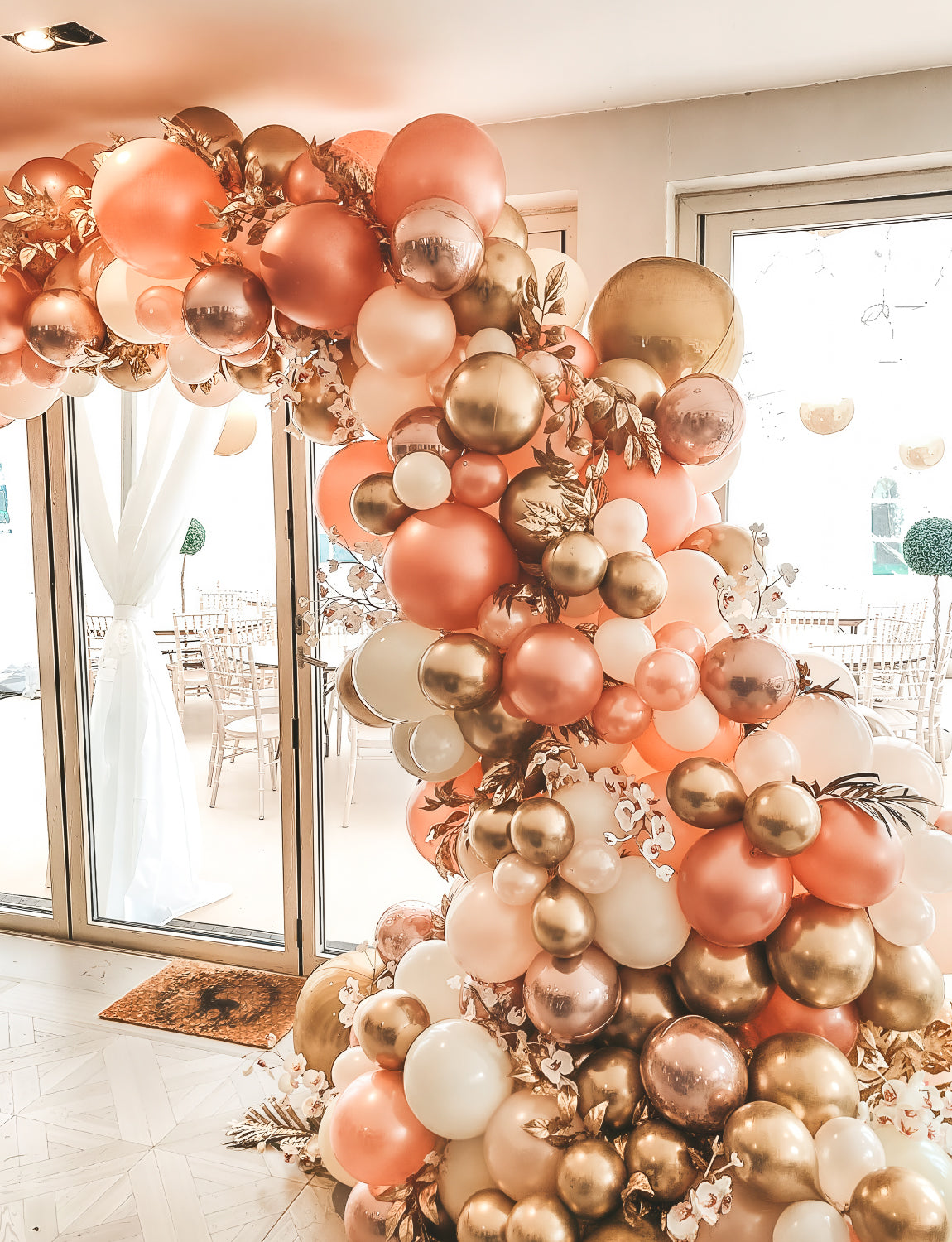Rose Gold Balloon Garland Arch Kit, Metallic Rose Gold Pearl White and Glitter Confetti Balloons, Rose Gold Party Decor for Wedding Backdrop, Birthday, Baby Shower, Photo Booth, Retirement Party Decro