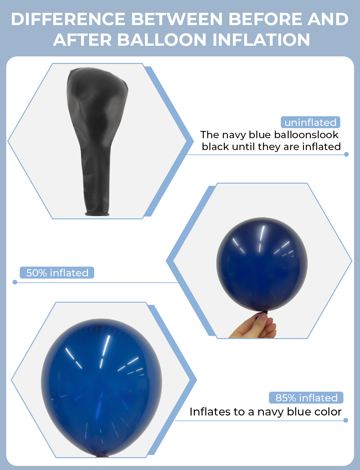 Haolongfa Blue Latex Balloons,12 Inch 60pcs Metallic Blue Balloons Macaron Baby Blue Balloons Light Blue Balloons Navy Blue Balloons for Bridal,Birthday,Baby Shower,Wedding,Celebration,Party Decor