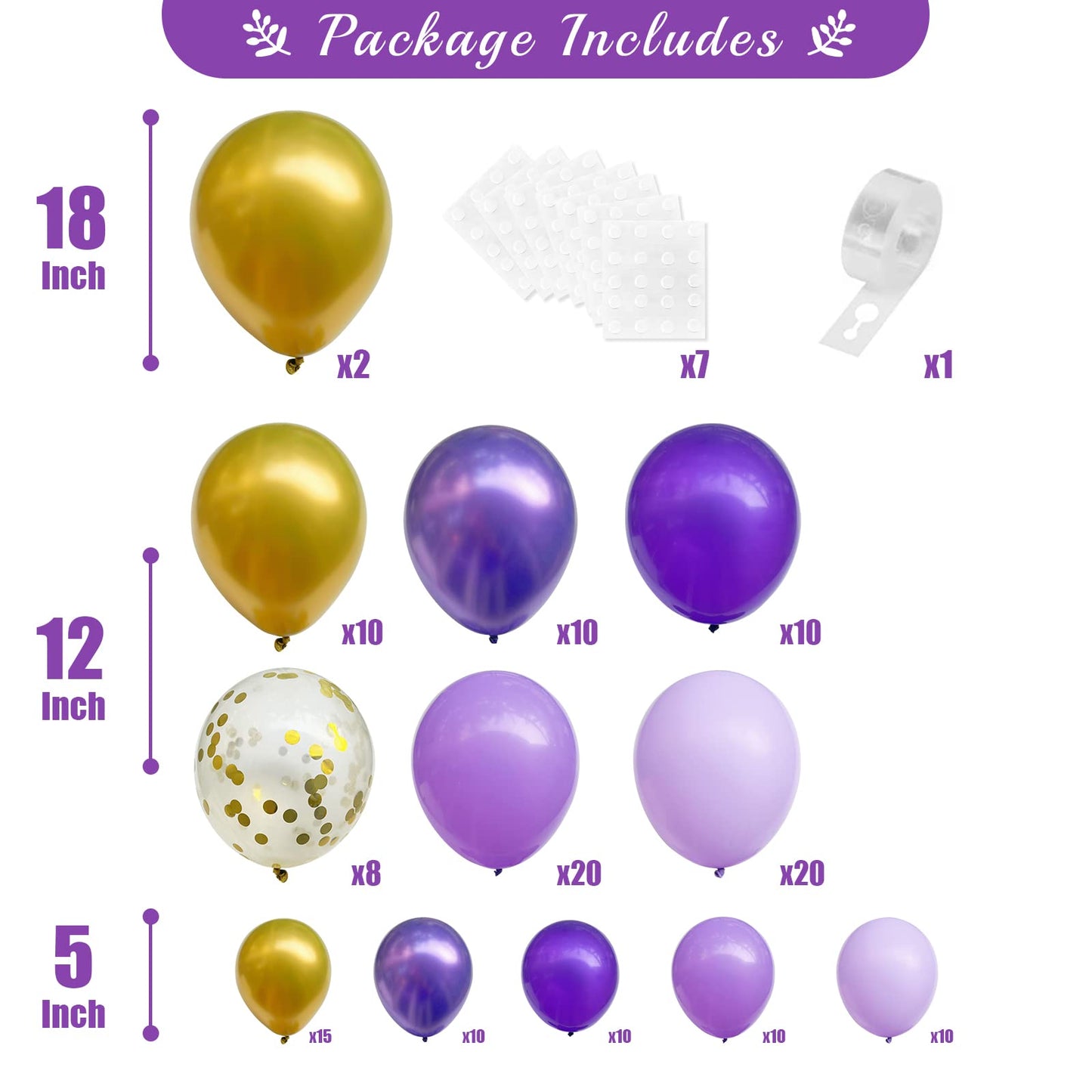Haolongfa Purple Gold Balloon Arch kit 135pcs Gold Arch Balloons,Dark Confetti Metallic pastel Macaron Purple Butterfly Balloons,for Wedding Birthday Baby Shower Graduation Party Decorations Supplies…