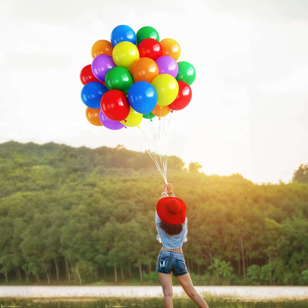 Haolongfa Balloons Rainbow Set 60 PCS Colorful Balloons 12 Inch Thickened Balloons Made With Strong Multicolored Latex, For Air or Helium Use Kid's Birthday Party Decoration Accessory