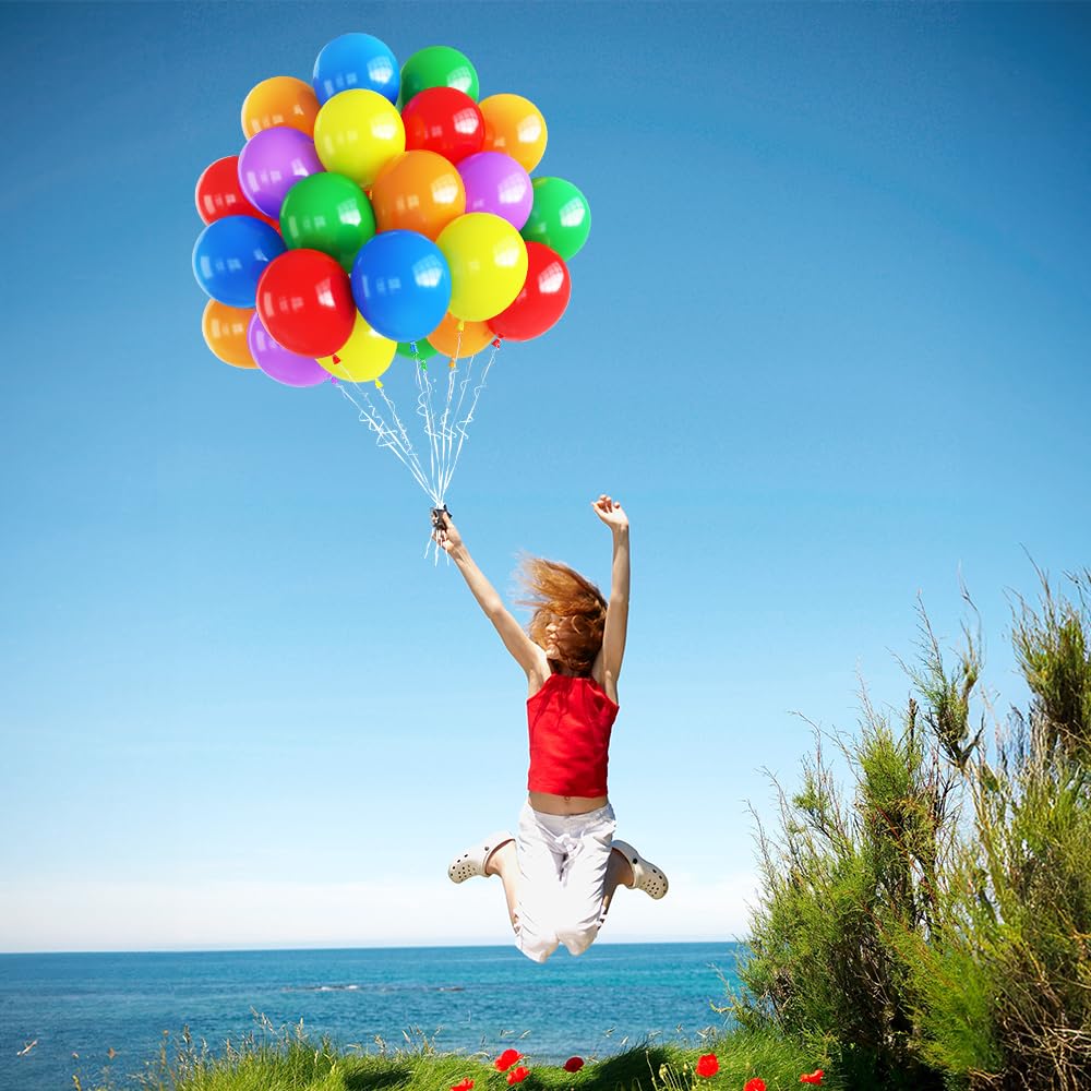 Haolongfa Balloons Rainbow Set 60 PCS Colorful Balloons 12 Inch Thickened Balloons Made With Strong Multicolored Latex, For Air or Helium Use Kid's Birthday Party Decoration Accessory