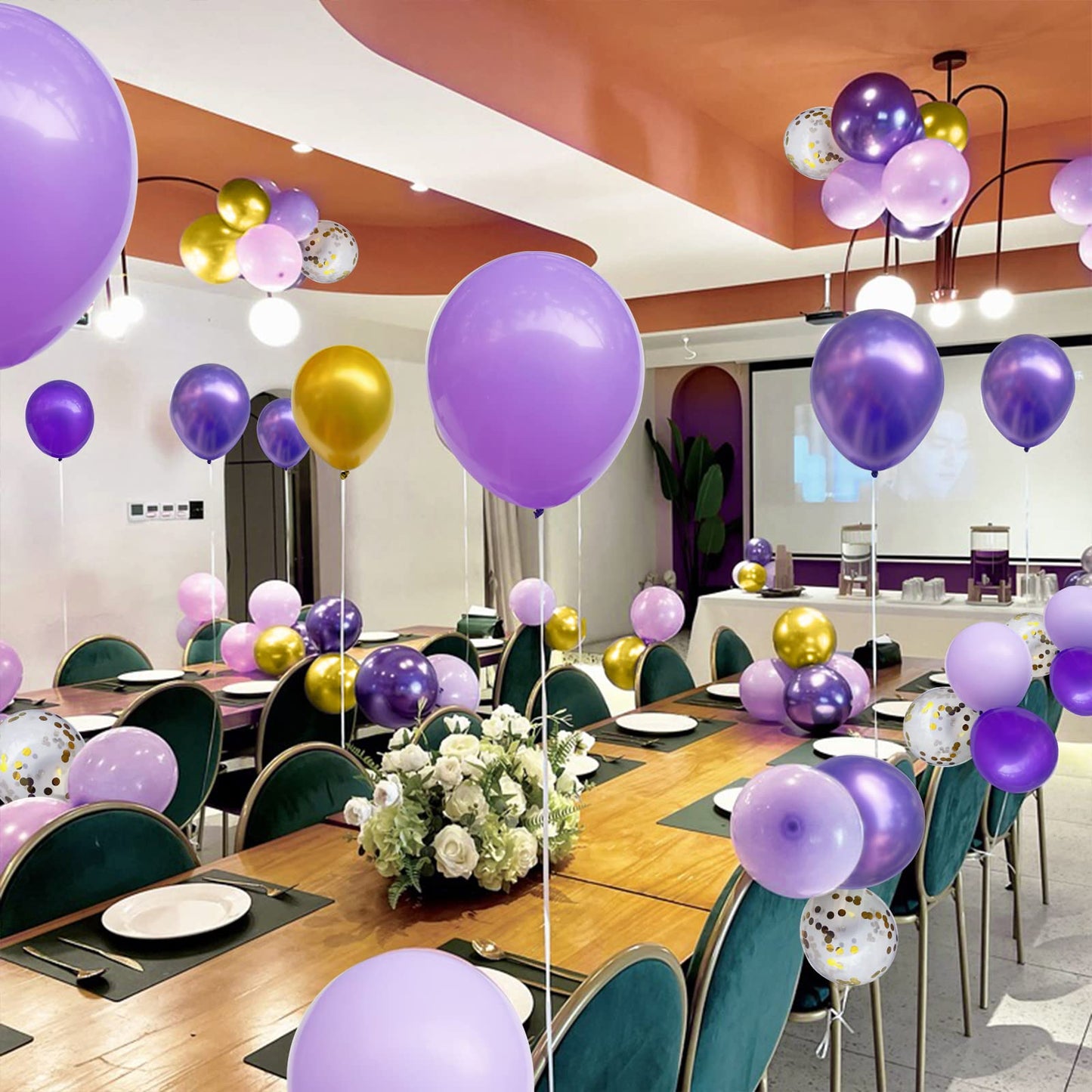 Haolongfa Purple Gold Balloon Arch kit 135pcs Gold Arch Balloons,Dark Confetti Metallic pastel Macaron Purple Butterfly Balloons,for Wedding Birthday Baby Shower Graduation Party Decorations Supplies…