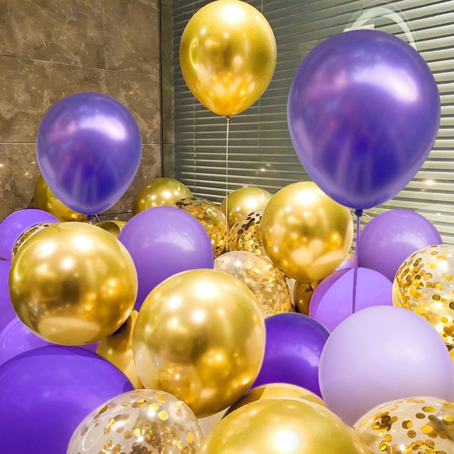 Haolongfa Purple Gold Balloon Arch kit 135pcs Gold Arch Balloons,Dark Confetti Metallic pastel Macaron Purple Butterfly Balloons,for Wedding Birthday Baby Shower Graduation Party Decorations Supplies…