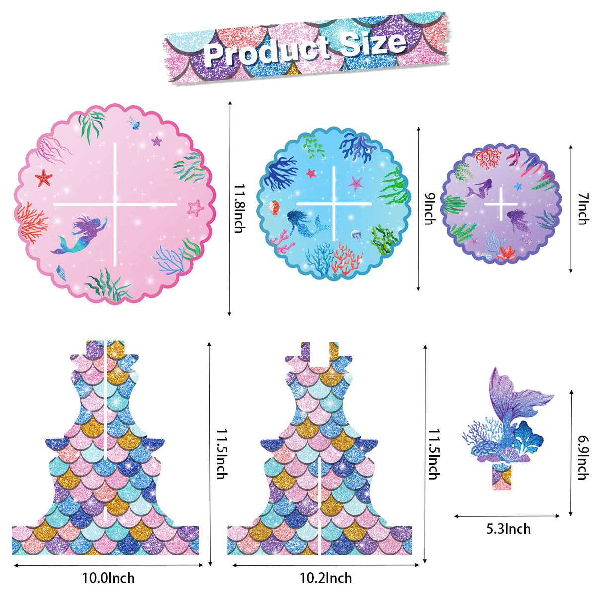 3 Tier Mermaid Cupcake Stand, Mermaid Birthday Party Decorations Mermaid Cupcake Holder for Dessert Table Display, Large Cardboard Cupcake Stand for Baby Shower, Under The Sea Party Supplies