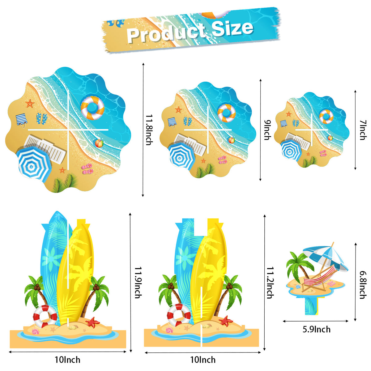 3 Tier Summer Beach Cupcake Stand, Hawaiian Cupcake Holder Stand Large Cardboard Cupcake Stand for Dessert Table Displays, Pool Cup cake Stand for Birthday Baby Shower Beach Tropical Decor