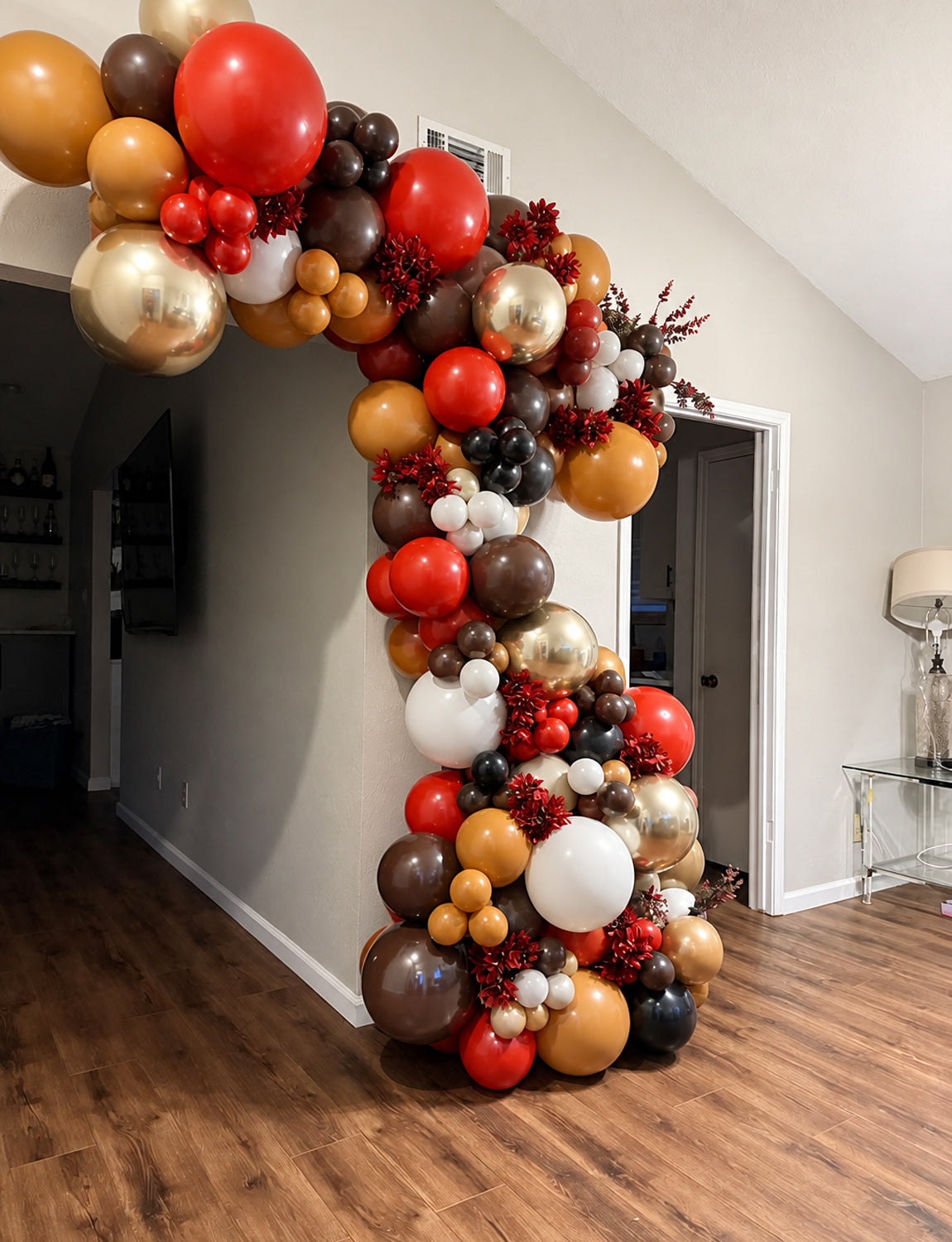 Double Stuffed Fall Balloon Arch Kit, 148 Pcs Pre-Nested Balloons | Moody Berry Latex Balloons in Burgundy, Brown, Sand White and Gold for Fall, Thanksgiving, Wedding, Halloween, Birthday Decor