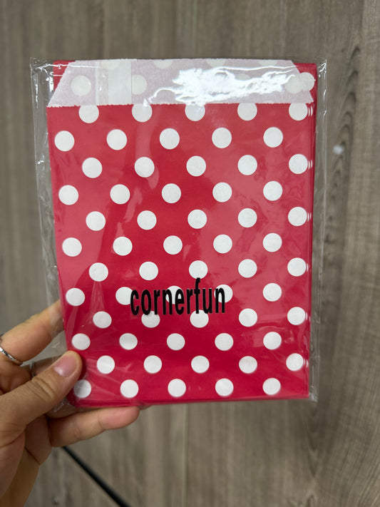 Red Polka Dot Paper Bags, 50Pcs Candy Treat Bags Party Favor Bags for Birthday, Baby Shower, Wedding, Christmas, Halloween, Holiday Gift Bags with White Dots