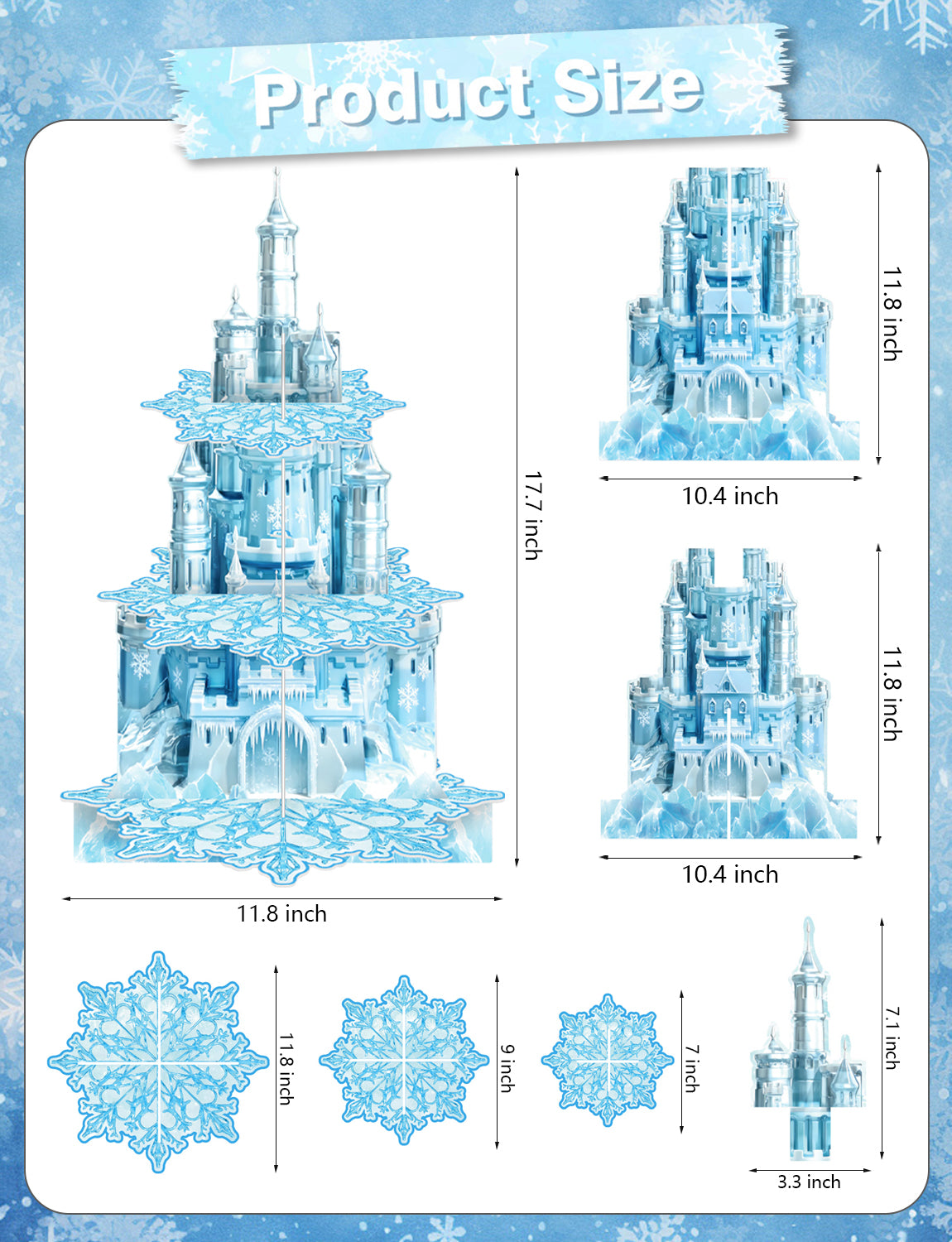 Snowflake Cupcake Stand, 3 Tier Winter Wonderland Cupcake Holder Snowflake Cardboard Cupcake Stand for Dessert Table Display, Blue Cup Cake Stand for Birthday Baby Shower Princess Decoration