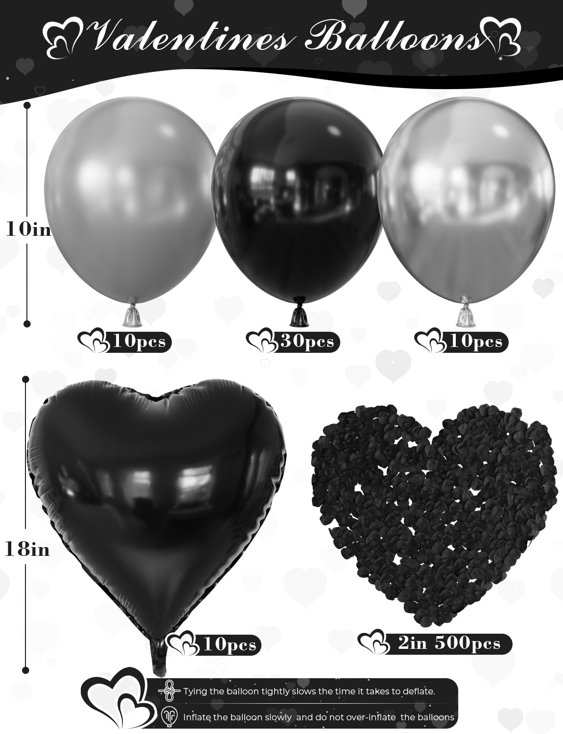 I Love You Balloon for Him or Her, Black Silver Valentines Balloons with Heart Shaped Balloons, Artificial Rose Petals, Romantic Valentines Day Decoration, Proposal, Anniversary, Date Night Supplies
