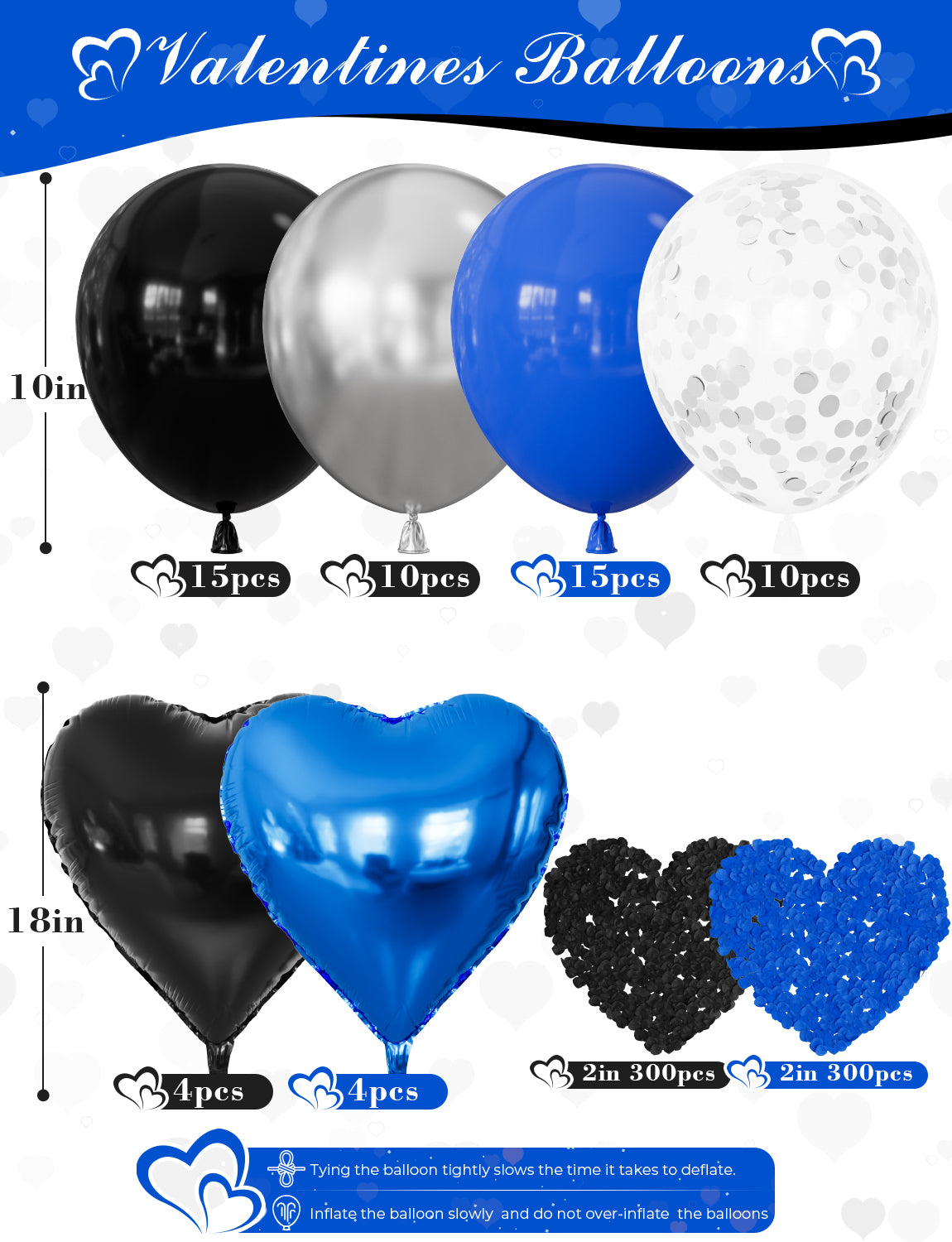 I Love You Balloons, Romantic Blue Black and Silver Anniversary Decorations