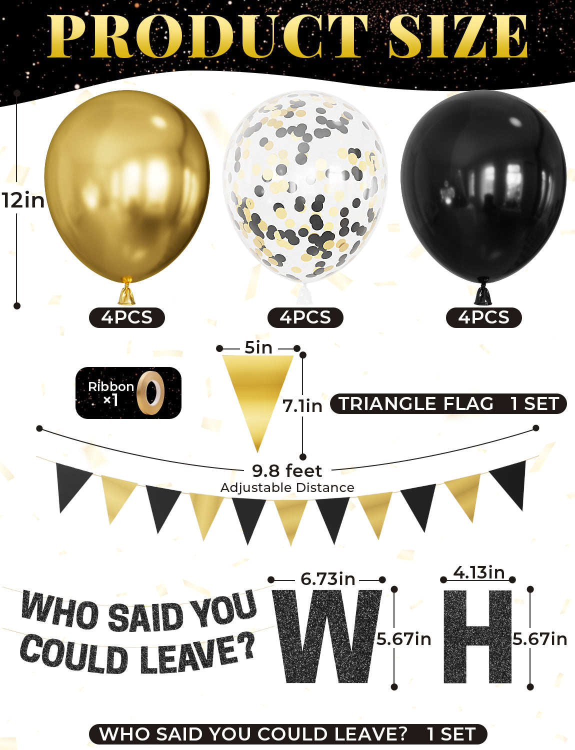 Farewell Party Decorations - Who Said You Could Leave Banner, Black and Gold Balloons, Funny Going Away Retirement Party Decorations for Men Women, Coworker Goodbye Party Supplies