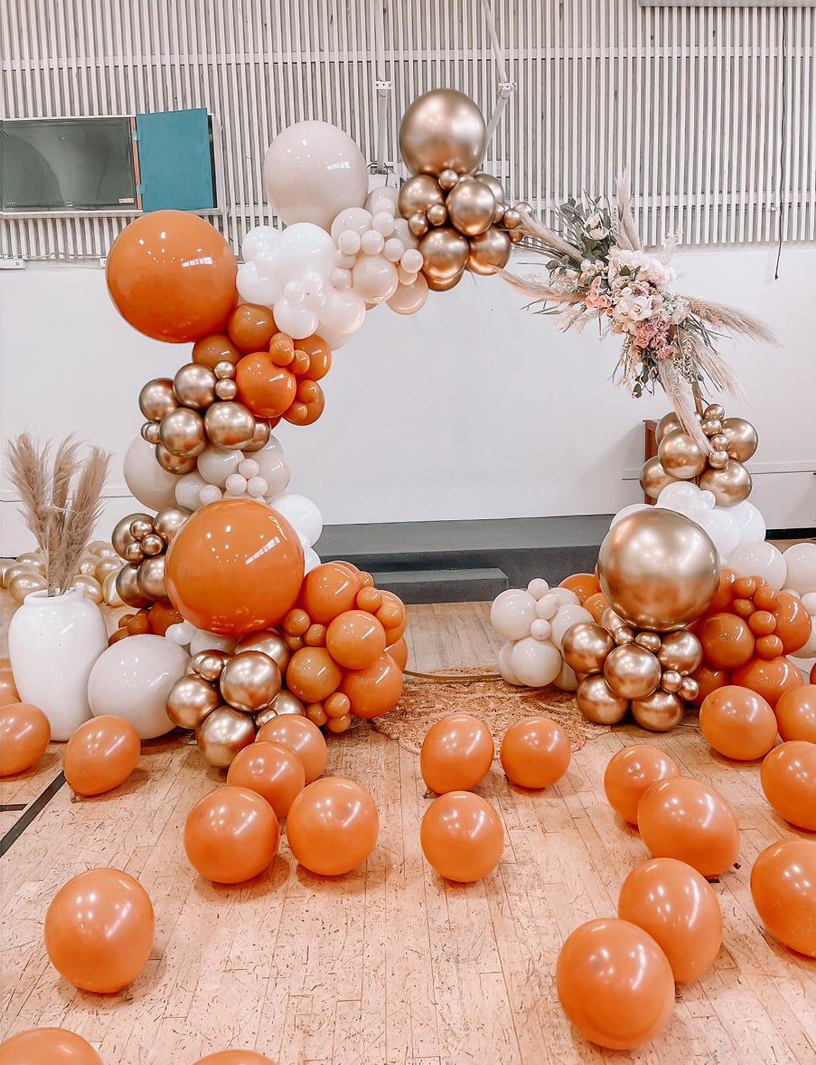 Fall Balloons, 12 Inch 50 Pcs, Burnt Orange Thanksgiving Decor | Burnt Orange White Metallic Copper Autumn Balloons for Fall Harvest, Thanksgiving, Birthday, Baby Shower, Wedding Decor