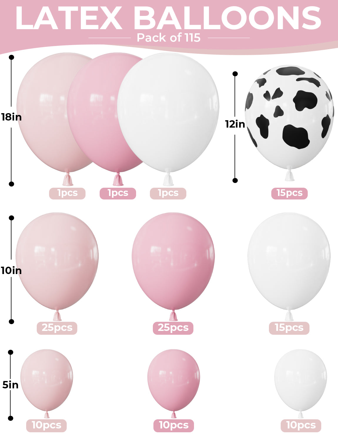 Cowgirl Balloon Arch Kit with Cow Print Balloons for Cowgirl Party Decor | Pink and White Balloons, Cow Cutouts, Cowprint Star Foil Balloons, Western Theme Party Decor for Cowgirl Baby Shower Birthday