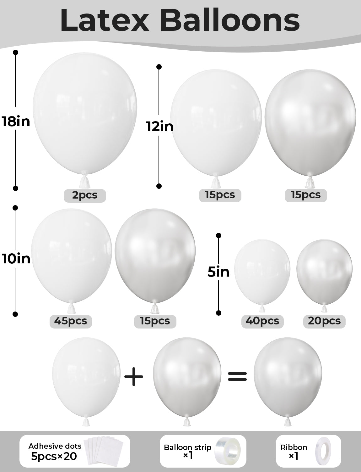 Pearl White Balloon Garland Arch Kit, 152 Pcs Pure White Latex Balloons with Double Stuffed Pearl Balloons, All White Wedding Balloon Arch for Bridal Shower, Engagement, Wedding Decorations