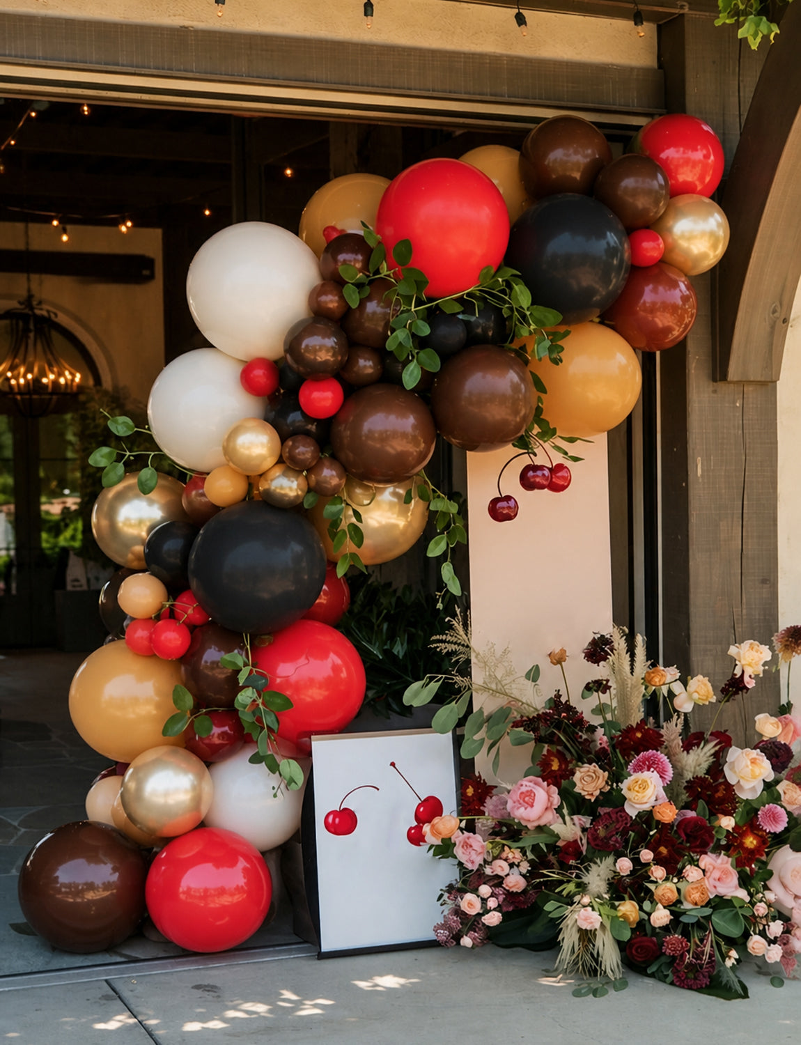 Double Stuffed Fall Balloon Arch Kit, 148 Pcs Pre-Nested Balloons | Moody Berry Latex Balloons in Burgundy, Brown, Sand White and Gold for Fall, Thanksgiving, Wedding, Halloween, Birthday Decor