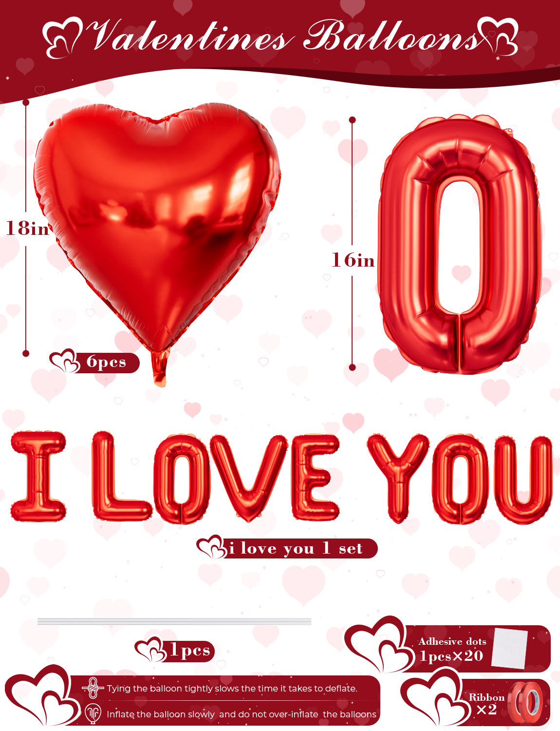 Red I Love You Balloons for Him/Her, Valentines Day Balloon with Red Heart Balloons and Love Letter Balloons, Romantic Decor for Special Night, Valentines, Surprise, Anniversary, Proposal Supplies