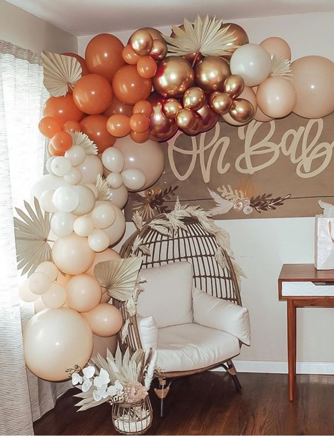 Fall Balloons, 12 Inch 50 Pcs, Burnt Orange Thanksgiving Decor | Burnt Orange White Metallic Copper Autumn Balloons for Fall Harvest, Thanksgiving, Birthday, Baby Shower, Wedding Decor