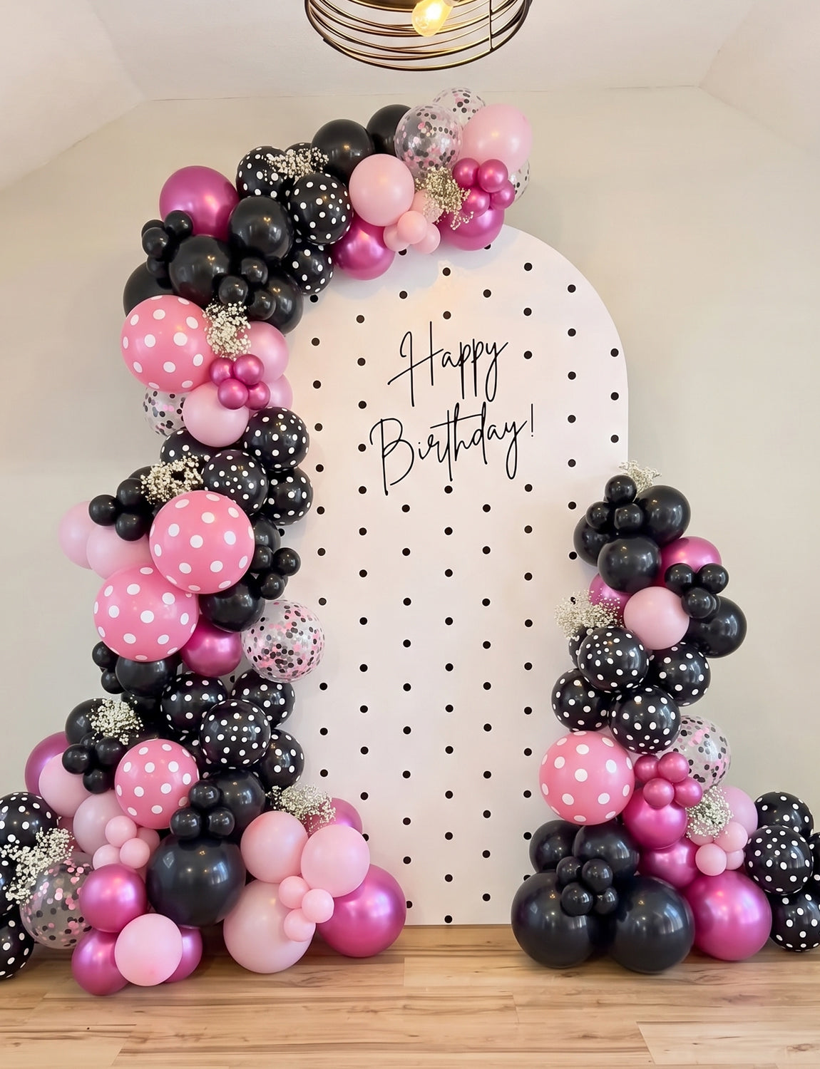 Pink and Black Balloons, Latex Balloons with Polka Dot, Confetti 35 Pcs 12 Inch Hot Pink and Black Balloons, Polka Dot Balloons for Birthday, Baby Shower and Girls' Night Party Decorations
