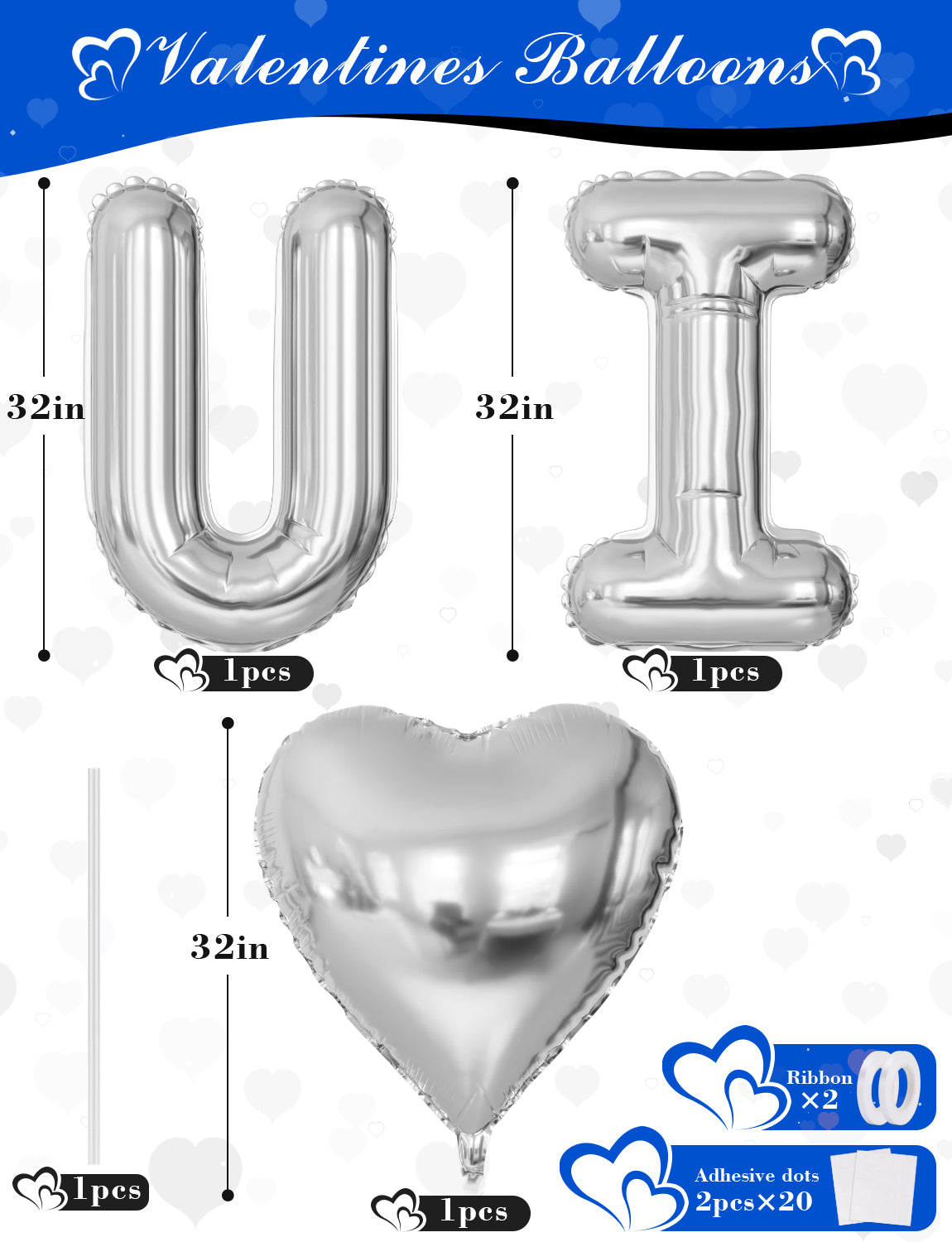 I Love You Balloons, Romantic Blue Black and Silver Anniversary Decorations