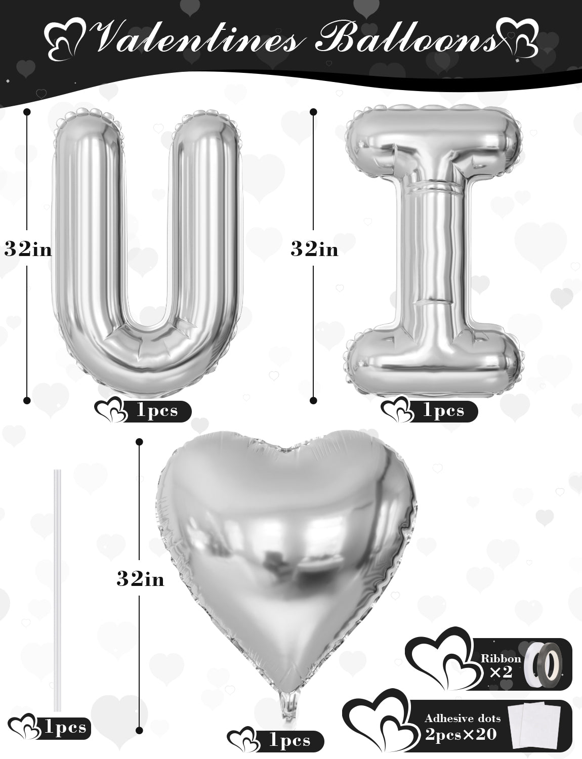 I Love You Balloon for Him or Her, Black Silver Valentines Balloons with Heart Shaped Balloons, Artificial Rose Petals, Romantic Valentines Day Decoration, Proposal, Anniversary, Date Night Supplies